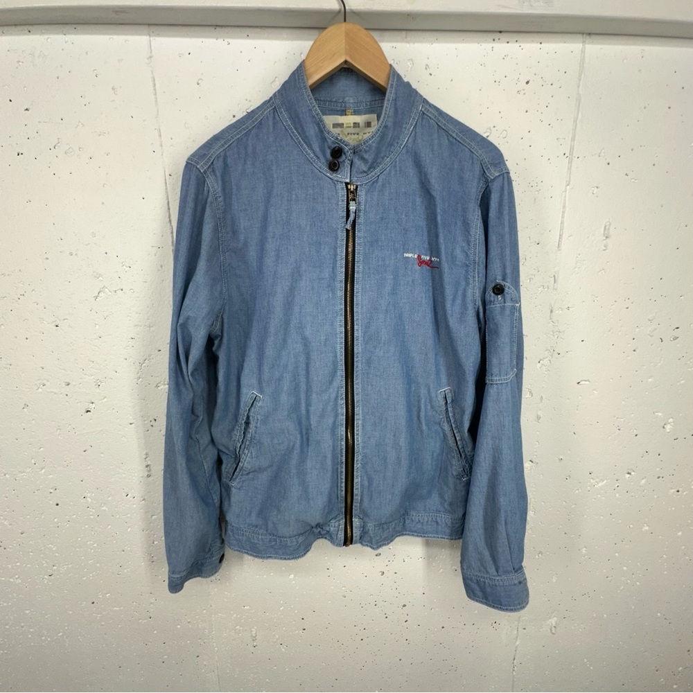 Triple Five Soul Men’s Size Medium Chambray Denim Zip Up Jacket